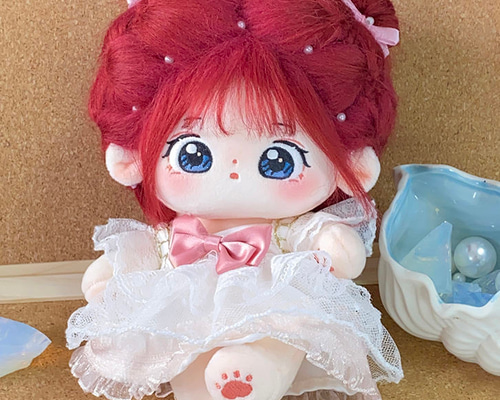 ミニ洋服 20cm 着せ替えぬいぐる服 白いレースのドレス ワンピース