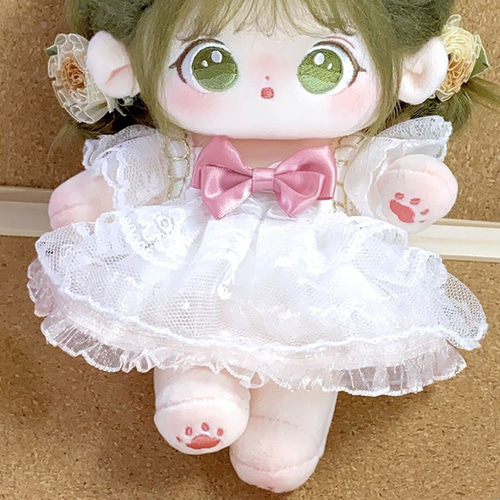 ミニ洋服 20cm 着せ替えぬいぐる服 白いレースのドレス ミニ洋服 20cm 着せ替えぬいぐる服 白いレースのドレス