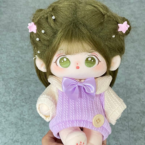 20cm 着せ替えぬいぐるみ 無属性 緑の髪と緑の目女の子 麻椒