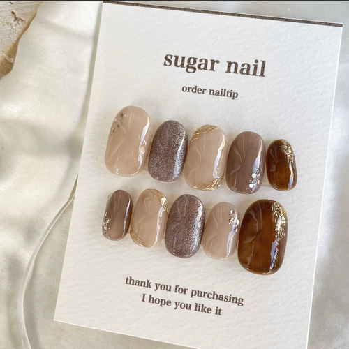 ◎no.001◎ ニュアンス べっ甲 ネイルチップ 結婚式 成人式