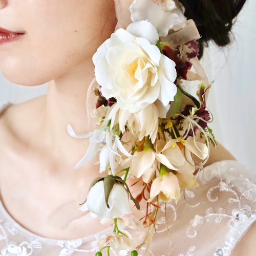 ウエディング アーティシャルフラワー イヤーカフ アーティシャル