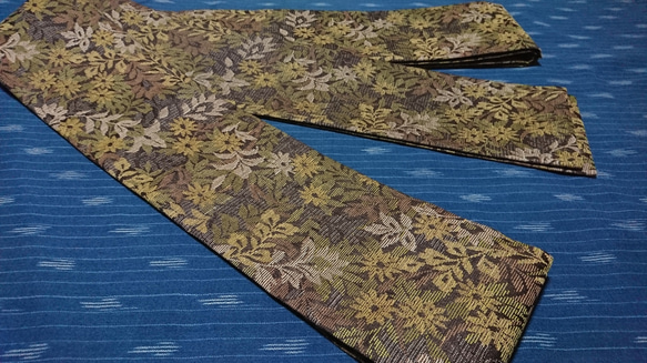 創作帯☆角帯 植物模様 巾約11cm 3枚目の画像
