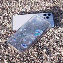 クラゲ（005）グリッターケース iPhoneケース スマホケース iPhone15〜 アート 海月 キラキラ 2枚目の画像