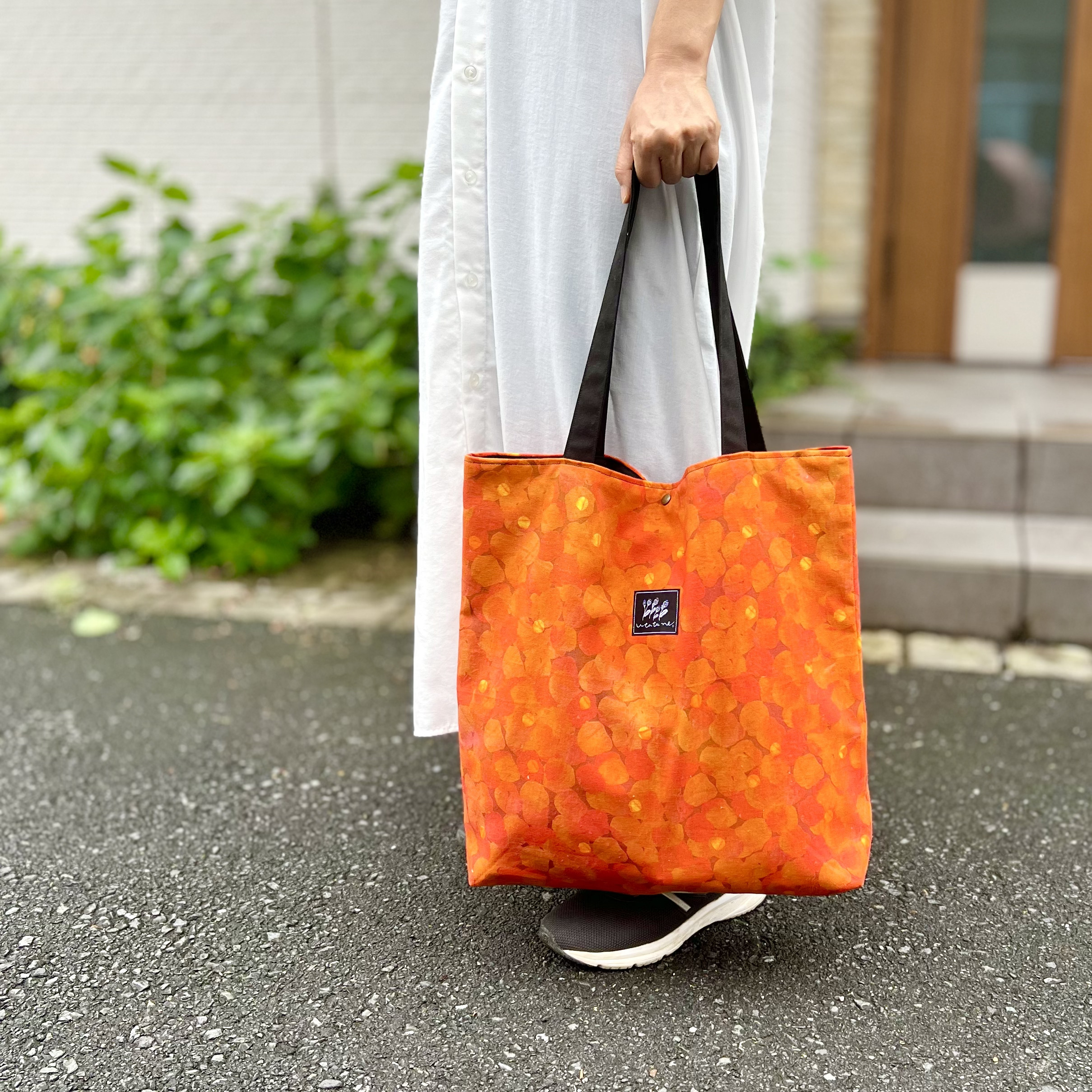 光の水玉　大きめトートバッグ/赤