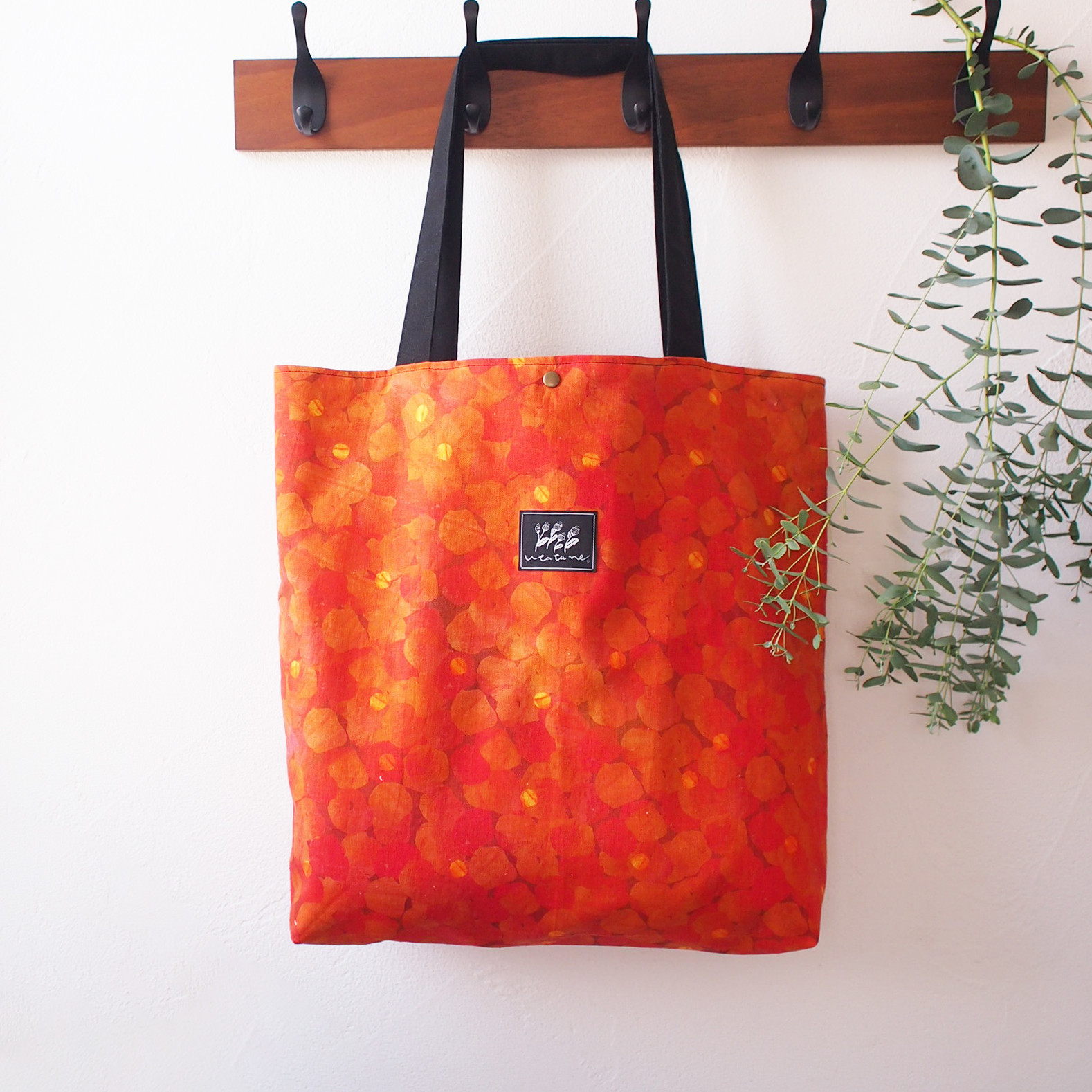 光の水玉　大きめトートバッグ/赤