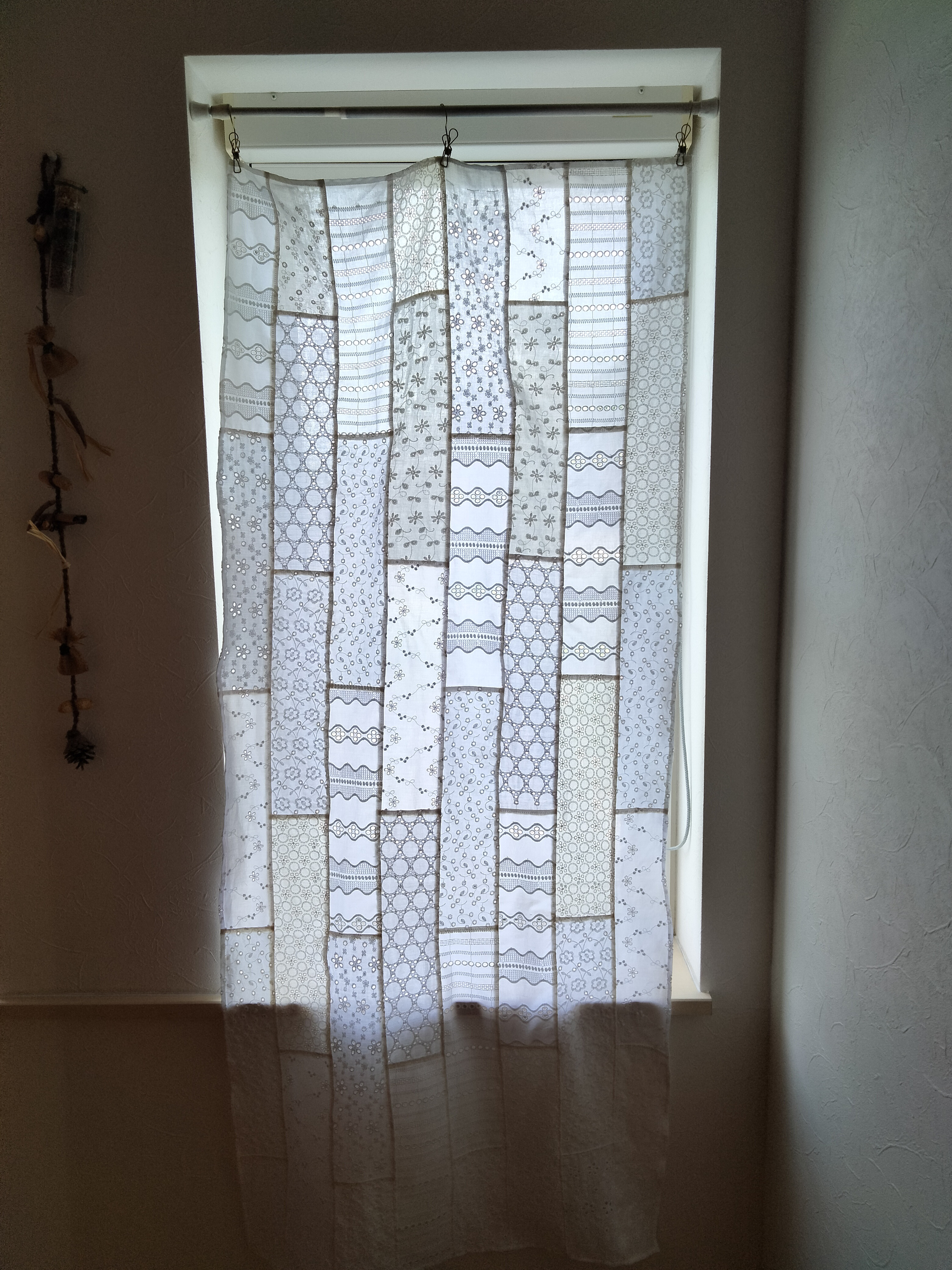 ❤コットンレース❤アンティークな風合い♥ナチュラルインテリア♥細長パッチワークカーテン★60✕135★