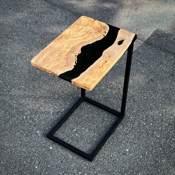 サイドテーブル　ウッドレジン　オリーブ 2枚目の画像