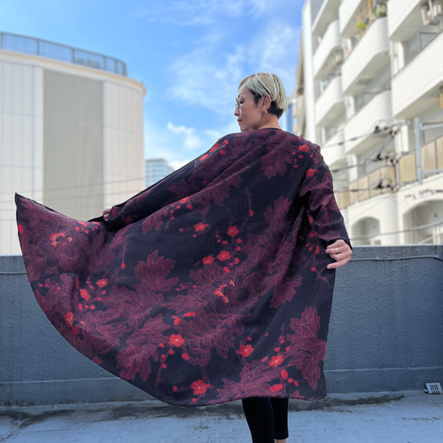 着物リメイク 着物ハギレ 訪問着着物リメイク 芍薬＆紅梅 ノーカラー  