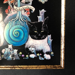 「ひとときの魔法」ポストカード専用額入り ブラウン★ 猫 星月猫 アート 2枚目の画像