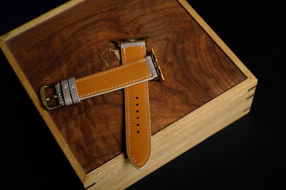 高級トカゲ革時計ベルト手縫い時計ベルトアップルウォッチ時計ベルト 5枚目の画像
