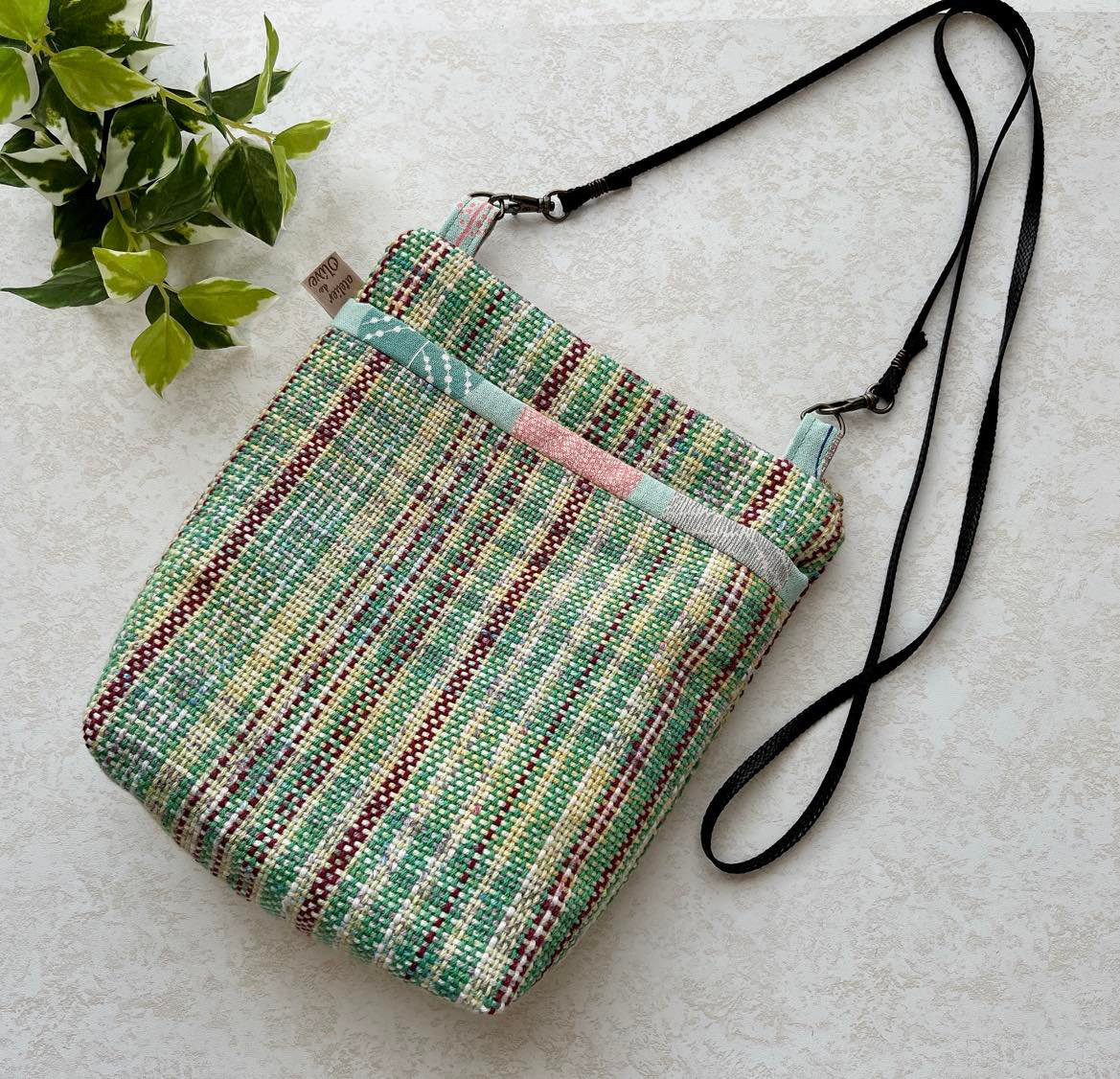【一点物】手織りスマホショルダー　スマホポーチ　緑