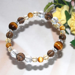 天然石ブレスレット【タイガーアイ・スモーキークォーツ・シトリン
