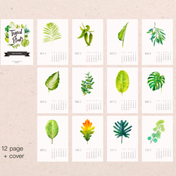2024卓上植物の葉カレンダー　【 A5  サイズ  水彩画】 10枚目の画像