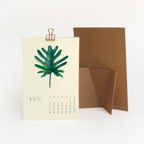 2024桌曆 清新手繪植物插畫行事曆 台灣香港假期 交換禮物1 第5張的照片