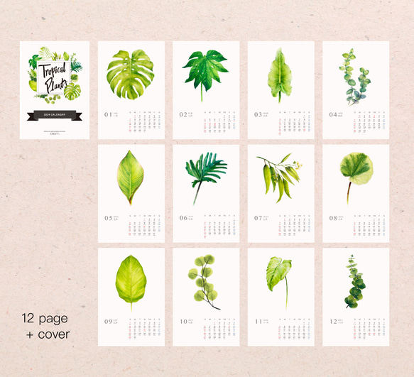 2024年曆桌曆  台灣香港假期 綠色清新治癒的植物 新年禮物2 第8張的照片