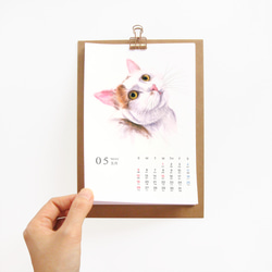 2024卓上猫カレンダー　【 A5  サイズ  水彩画】 5枚目の画像