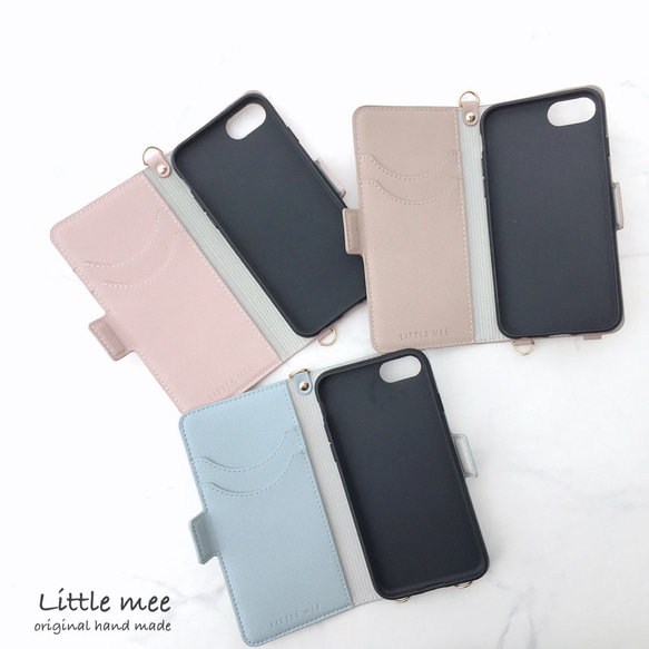 縦向き 2Way 名入れ 全機種対応 ﾊﾝﾄﾞﾍﾞﾙﾄ薄型軽量 シンプルレザー調 手帳型スマホケース iPhone16他 10枚目の画像