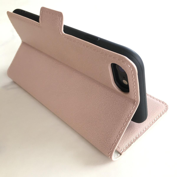 縦向き 2Way 名入れ 全機種対応 ﾊﾝﾄﾞﾍﾞﾙﾄ薄型軽量 シンプルレザー調 手帳型スマホケース iPhone16他 11枚目の画像