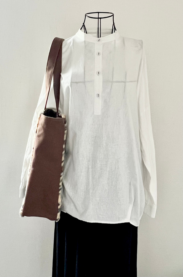 【縦長L】ブラウンのベンガル柄（豹柄）　アニマルボア　縦長トートバッグ　猫　倉敷帆布使用　akaneko 豹柄 2枚目の画像