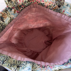 リバティグレンコットハウス生地使用　巾着バッグ 5枚目の画像