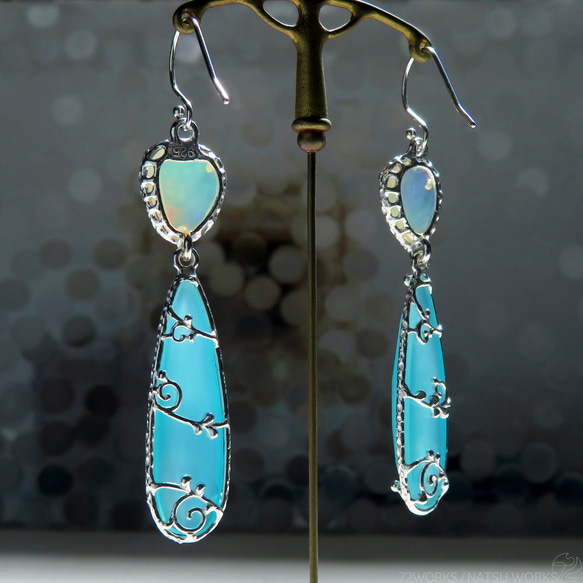 オパール & カルセドニー ピアス / Opal and Chalcedony earring 3枚目の画像