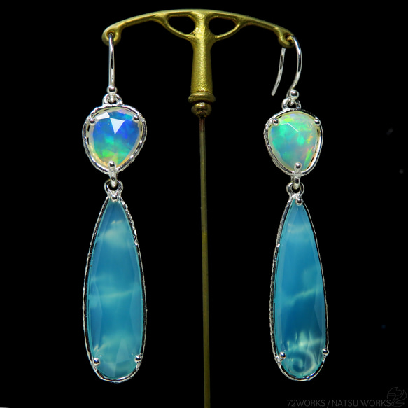 オパール & カルセドニー ピアス / Opal and Chalcedony earring 7枚目の画像