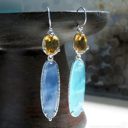 シトリン & カルセドニー ピアス / Citrine and Chalcedony earring 1枚目の画像