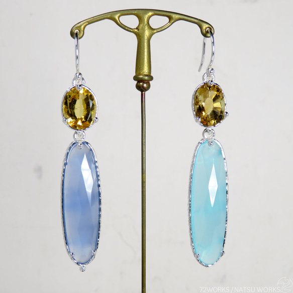 シトリン & カルセドニー ピアス / Citrine and Chalcedony earring 4枚目の画像