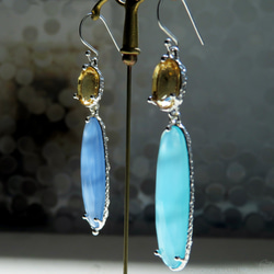 シトリン & カルセドニー ピアス / Citrine and Chalcedony earring 8枚目の画像