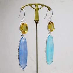 シトリン & カルセドニー ピアス / Citrine and Chalcedony earring 2枚目の画像