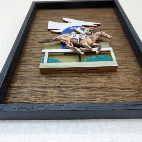 立体アートパネル/競走馬/競馬/入線/A4サイズ 立体・オブジェ 江島