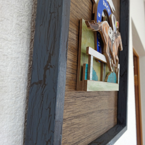 立体アートパネル/競走馬/競馬/入線/A4サイズ 立体・オブジェ 江島