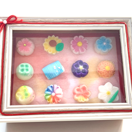 ☆ミニチュア和菓子練り切りフレームBOX 樹脂粘土 その他置物 おり姫