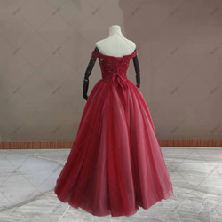 カラードレス 上品 エレガント オフショルダー ウェディングドレス 617 4枚目の画像