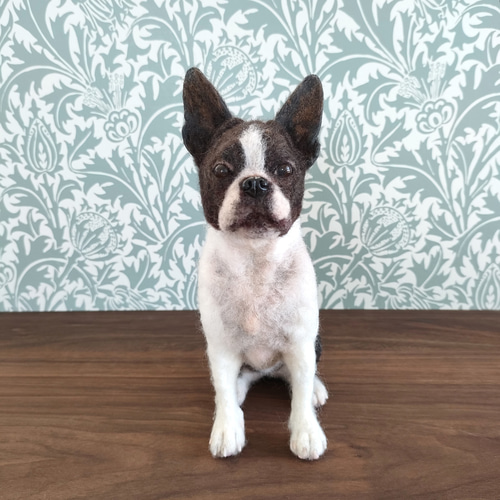 羊毛フェルト ボストンテリアさん 羊毛フェルト 羊毛わんこ 福や工房