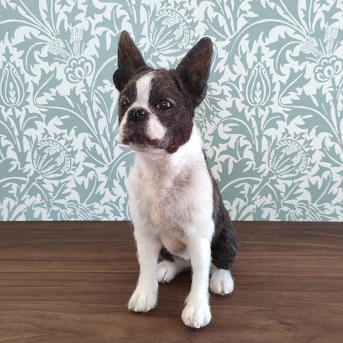 羊毛フェルト ボストンテリアさん 羊毛フェルト 羊毛わんこ 福や工房