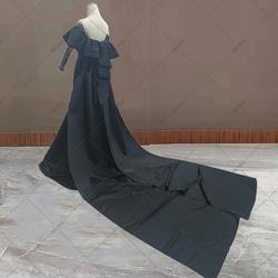 カラードレス 上品 エレガント オフショルダー トレーンが外せる2wayウェディングドレス 618 4枚目の画像