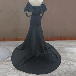カラードレス 上品 エレガント オフショルダー トレーンが外せる2wayウェディングドレス 618 2枚目の画像