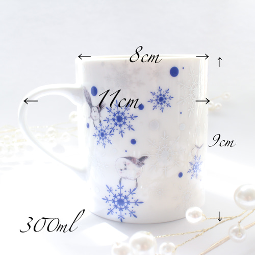 シマエナガさんと雪の結晶のマグカップ マグカップ ❤︎Blanche