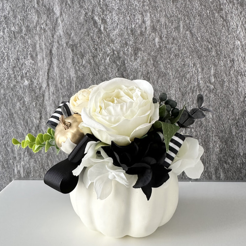 専用 フラワーアレンジ♡⃛パンプキン(ホワイト) 大特価◎即日☆東京堂/フタ付きパンプキン ホワイト #1 WHITE