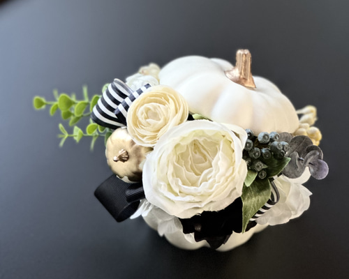 専用 フラワーアレンジ♡⃛パンプキン(ホワイト) 大特価◎即日☆東京堂/フタ付きパンプキン ホワイト #1 WHITE