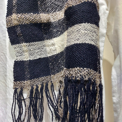 手織り　シルクウールとシルクのやさしいマフラー　作品2375 4枚目の画像