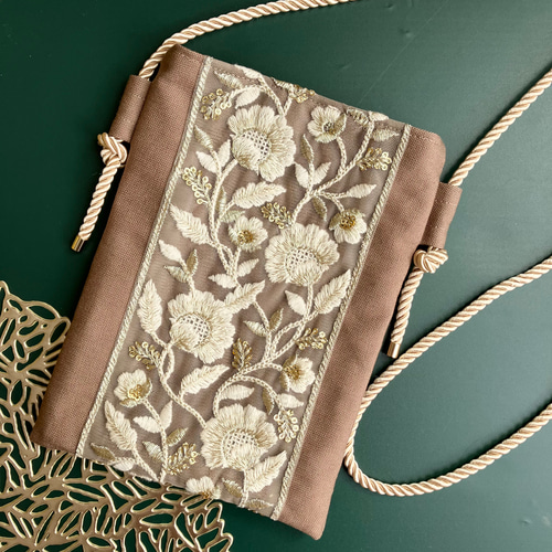 インド刺繍リボン＊スマホショルダー スマホポシェット スマホ 