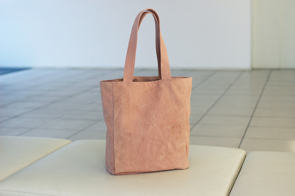 尾道帆布のコーヒー×スオウ染トートBAG - DUSTY PINK【A4】 7枚目の画像