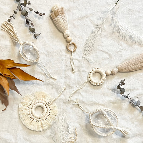 マクラメクリスマスオーナメント(サンドベージュ)5個セット その他