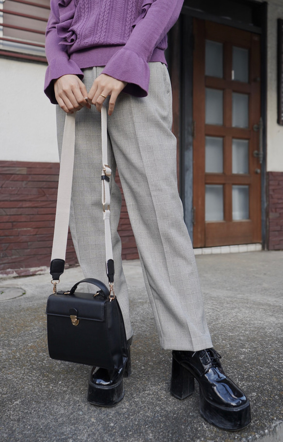 Gun Club Check Easy Tapered Pants (beige) ロングパンツ グレー きれいめ 2枚目の画像