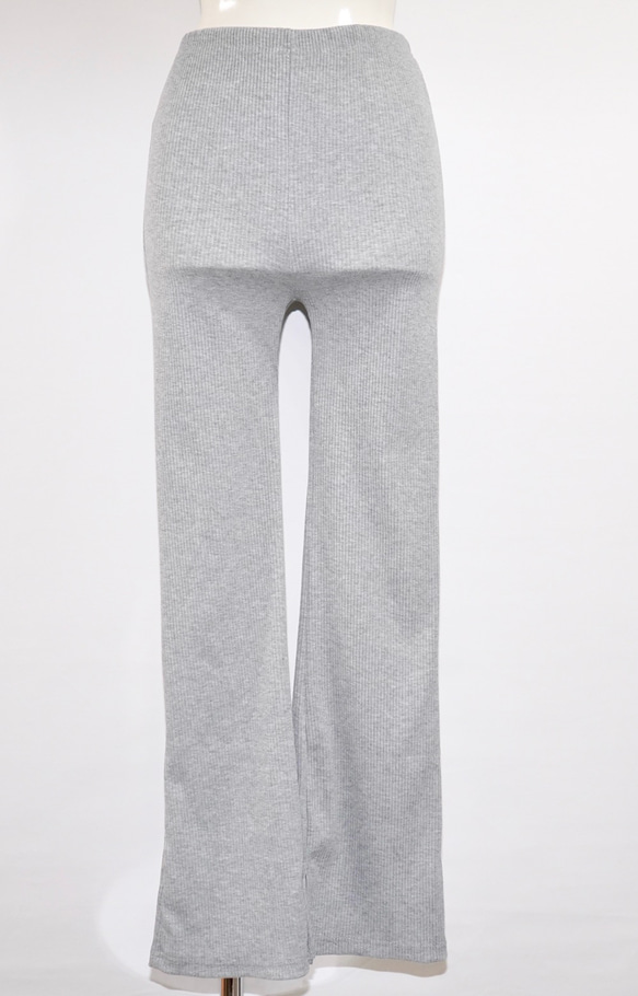 Rib Slit Easy Pants (grey) ロングパンツ グレー 灰色 カジュアル 5枚目の画像