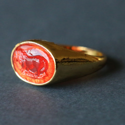 真鍮　リング　アンティーク風　ガラス印象　Brass　Ring　指輪　 2枚目の画像