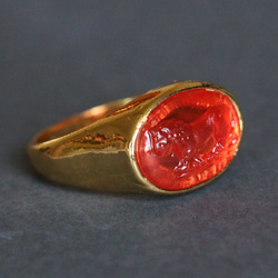 真鍮　リング　アンティーク風　ガラス印象　Brass　Ring　指輪　 3枚目の画像
