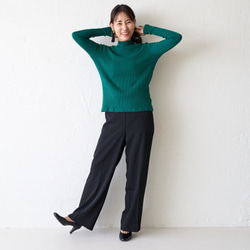 Morino Gakko 100% 棉 Telecon 針織高領長袖上衣（綠色） 第17張的照片